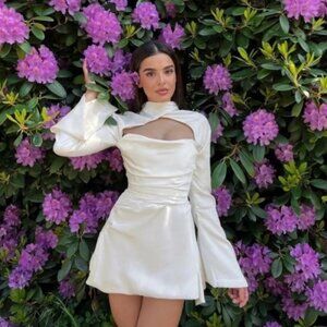 Toira white draped mini corset dress
